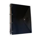 Caderno Fichário Argolado Pasta Organizadora 4 Argolas Preto Transparente Fechamento com Botão