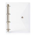 Caderno Fichário Universitário Pasta Organizadora 4 Argolas Transparente Fechamento com Botão Universitário