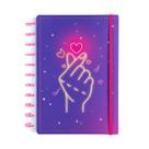 Caderno Finger Heart 80 Folhas Reposicionáveis Capa Dura M Caderno Finger Heart 80 Folhas Reposicionáveis Capa Dura M