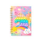 Caderno Infantil Pop-It 80 Folha Espiral Antiestresse Criança Criativo Escolar Multiuso Desenho Mesa