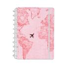 Caderno Inteligente 80f Grande Mapa Mundi Rosa CIGD4107