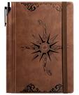 Caderno Journal CAGIE Compass Leather A5 288p para homens