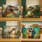 Caderno para Desenho 60 Folhas Dinos Zoo Capa Dura Espiral Dino Realista Escolar Infantil