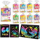 Caderno Party Favors Scratch Art, pacote com 64 unidades para crianças com estênceis