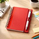 Caderno Plástico Vermelha Com Caneta E Suporte Para Encaixe Caderno Plástico Vermelha Com Caneta E Suporte Para Encaixe