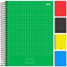 Caderno Quadriculado 1x1 cm Espiral Capa Dura Universitário Stomp Preto 96 Folhas Cor:Verde