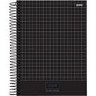 Caderno Quadriculado Universitário 10X10MM 96 Folhas Espiral Capa Dura STOMP Preto - Pacote com 4 Un