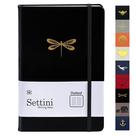 Caderno SETTINI A5 - Couro Vegano Pontilhado, 192 Páginas - Preto