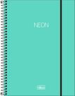 Caderno Univ. 10 Mat. Capa Plástica Neon Turquesa Tilibra