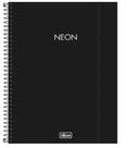 Caderno universitário neon com espiral e capa plástica, capa preta, 80 folhas - tilibra