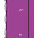Caderno Universitário Neon Preto 10 Matérias Tilibra 160 Folhas Pautadas e Espiral Colorida