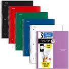 Cadernos espirais Five Star 3 Subject, 150 folhas, pacote com 6
