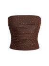 Café Bandeau feminino de strass sem mangas Top Floerns XS Café Bandeau feminino de strass sem mangas Top Floerns XS