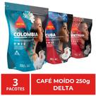 Café Moído Importado, Delta, Origens, 3 Pacotes de 250g