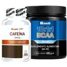 Cafeina Pura 200mg 120 Caps + Bcaa em Pó 10:1:1 200g Growth Cafeina Pura 200mg 120 Caps + Bcaa em Pó 10:1:1 200g Growth