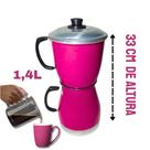 Cafeteira Alumínio Rosa Extra Forte Econômica Manual Italiana 1,4 Litros