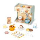 Cafeteira de brinquedo Playset OOOK 2 em 1 para crianças de madeira com 28 unidades