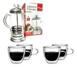 Cafeteira Francesa Prensa + 4 Copo De Vidro Shot Café 140ml