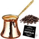 Cafeteira Hakan Turkish Copper 250ml com tampo de fogão feito à mão