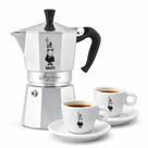 Cafeteira Italiana Bialetti Moka Express Capacidade 6 Xícaras Espresso e 2 Xícaras Porcelana Original