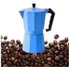 Cafeteira Italiana ou Moka de 6 Xícaras Aluminio Café Expresso - Azul