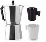 Cafeteira tipo Italiana 9 Cafezinhos 2 canequinhas ceramica
