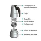 Cafeteira Tipo Italiana Expresso 6 Xicaras Cafe Bule 300ml Em Inox Manual Luxo LSZ