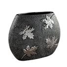 Cahepot oval cinza escuro com folhas
