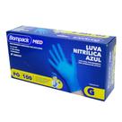 Caixa 100 Unid. Luva Nitrilica Bio Bompack Azul Sem Pó Tamanho G