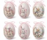 Caixa 6 Ovos Decorativos de Páscoa Laço Estampa Floral 7cm Caixa 6 Ovos Decorativos de Páscoa Laço Estampa Floral 7cm