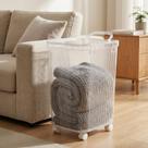 Caixa Acrilica Organizadora Com Rodinhas 61cm Cesto De Brinquedos E Roupas Transparente Crystal Casa Lar