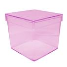 Caixa Acrílica Transparente Rosa 5cm x 5cm - 10 Unidades