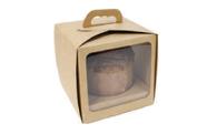 Caixa alca e visor (panetone) cor kraft c/5 un ideia embalagem