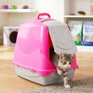 Caixa Areia Gato Toalete Rosa Porta Antiodor Fechada Grande