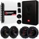 Caixa Ativa JBL SW8AMS 200W com 4 Alto Falantes 6 Pol JBL 62VMS80 6TRMS80 160W e Módulo Amplificador TS400