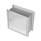 Caixa bandeja para amostras em aço inoxidável 34 x 15 x 32 cm com porta dupla Caixa bandeja para amostras em aço inoxidável 34 x 15 x 32 cm com porta dupla