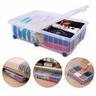 Caixa carrinho organizador 45 litros transparente empilhavel grande 6 rodinhas multiuso cama container bau guarda roupas