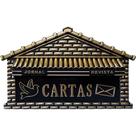 Caixa Carta Real Plastico''Casinha''N08P Preta Grande 537