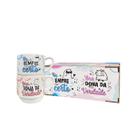 Caixa Casal Flork Colorido Com Xícara Hotel Branca Porcelana 170ml Caixa Casal Flork Colorido Com Xícara Hotel Branca Porcelana 170ml