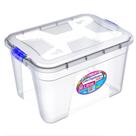 Caixa Cesto Organizadora Transparente C/ Tampa e Trava Proteção 56 L