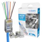 Caixa com 100 Conectores Blindados RJ45 Vazado EZ Crimp Cat5e