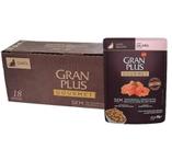 Caixa com 18 Sachês Gran Plus Gourmet para gatos adultos sabor salmão 85g.
