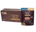 Caixa com 18 Sachês Gran Plus Gourmet para gatos castrados sabor frango 85g.