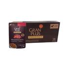 Caixa com 18 Sachês GranPlus Gourmet para cães adultos sabor carne 100g.
