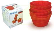 Caixa com 5 formas de silicone para muffin cupcake airfryer multicooker original philips walita lavável