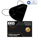 Caixa com 500 Unidades de Máscaras Kn95 Premium Pretas WWDoll para Proteção com Clipe de Nariz