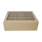 Caixa com Dobradiça 6 Divisorias e Tampa Vidro 30x20x10,5 Mdf Madeira