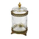 Caixa Cristal Lapidado Losango e Detalhes Dourado