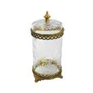 Caixa Cristal Maior Lapidado Losango e Detalhes Dourado