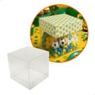 Caixa de Acetato com Base Estampa Futebol Brasil (7.5cm) Kit 50un Embalagem de Plástico Transparente